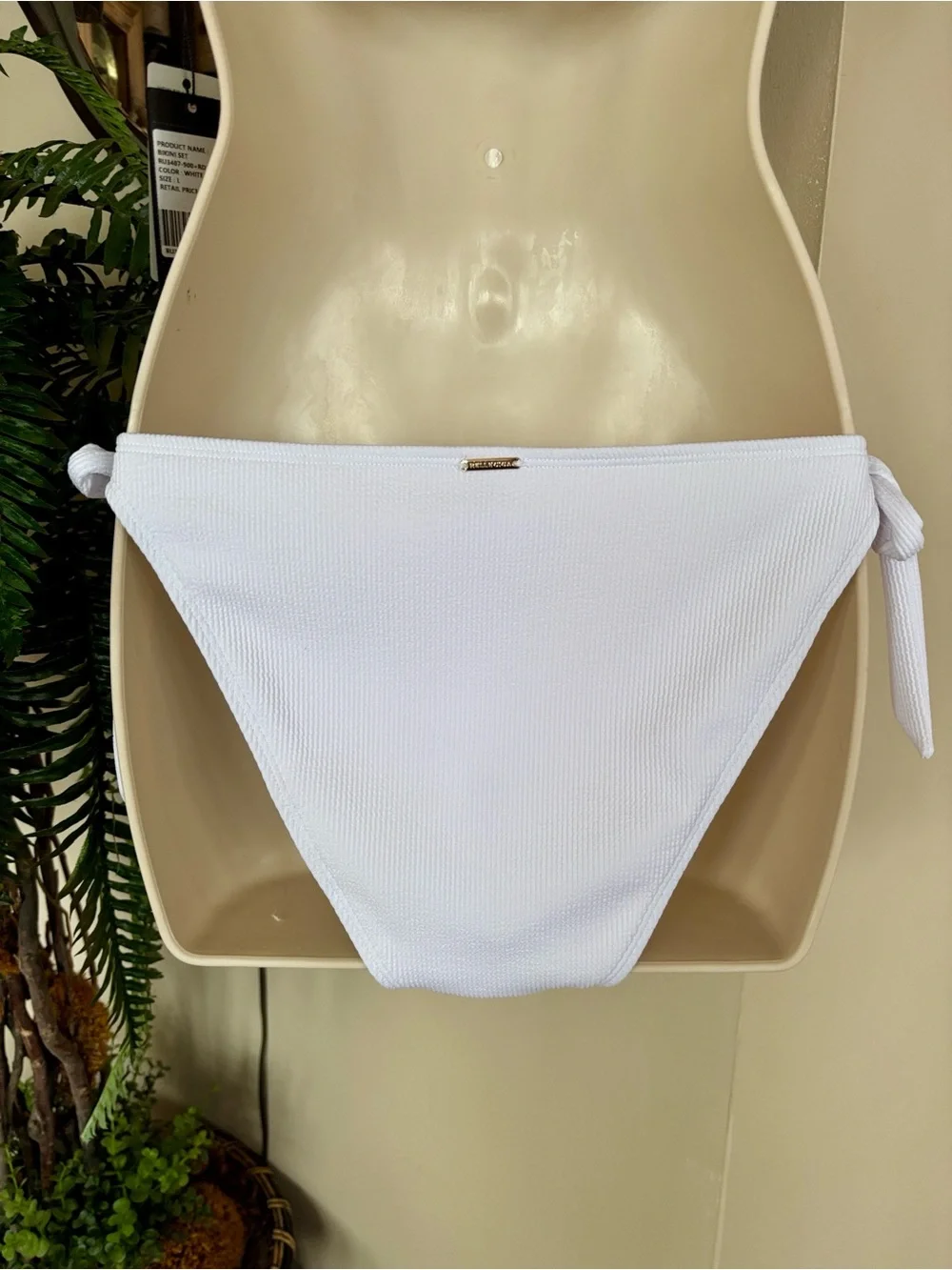 NWT White & Pink Studded Embellished Bikini High Cut 2-Piece Swim Push Up Bra